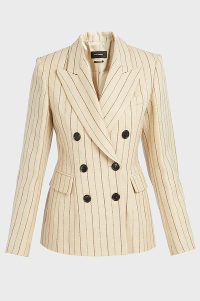 Shop Isabel Marant Kelsey Striped Linen And Wool-blend Blazer