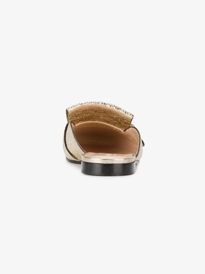 Shop Gucci Gold Marmont Leather Mules In Metallic