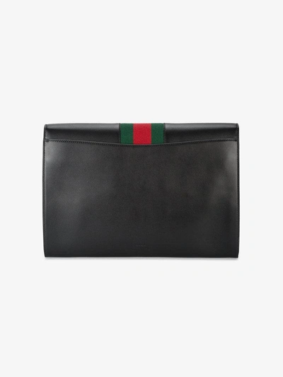 Shop Gucci Black Sylvie Maxi Leather Clutch Bag