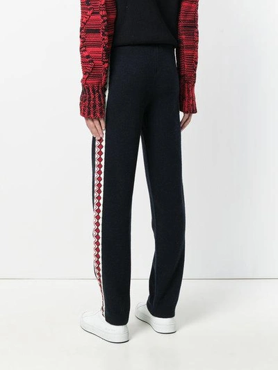 Shop Laneus Embroidered Stripe Panel Track Pants  In Blue