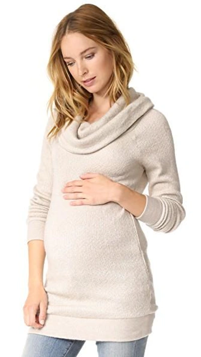 Shop Ingrid & Isabel Cowl Neck Maternity Sweater In Oatmeal Heather
