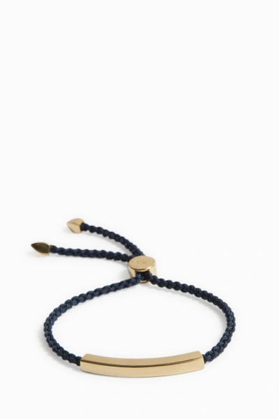 Monica Vinader Engravable Linear Bar Friendship Bracelet In Navy