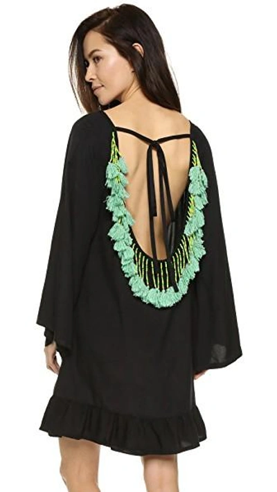 Shop Sundress Indiana Basic Short Beach Dress In Black/turquoise