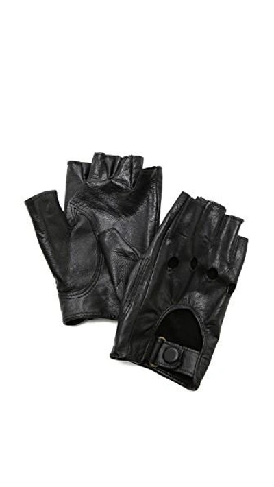 Shop Carolina Amato Fingerless Moto Gloves In Black