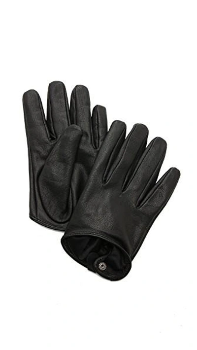 Shop Carolina Amato Short Leather Gloves In Black