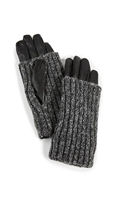 Shop Carolina Amato Overlay Texting Gloves In Black/ash