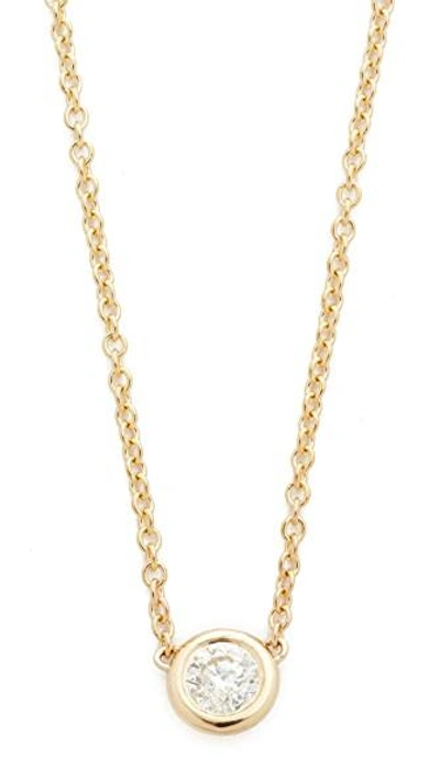 Shop Zoë Chicco 14k Gold Bezel Diamond Short Pendant Necklace In Gold/clear