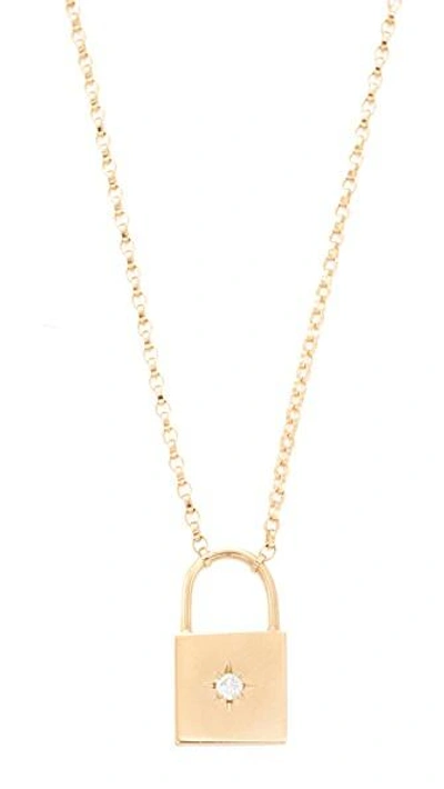 Shop Zoë Chicco 14k Gold Padlock Diamond Necklace