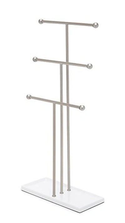Shop Gift Boutique Trigem Jewelry Stand In White/metal Nickel