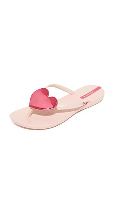 Shop Ipanema Wave Heart Flip Flops In Pink/pink