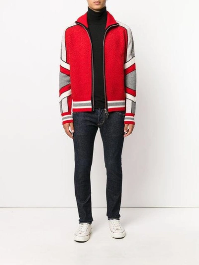 Shop Dsquared2 Ski Paneled Knitted Cardigan In Red