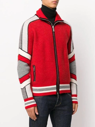 Shop Dsquared2 Ski Paneled Knitted Cardigan In Red