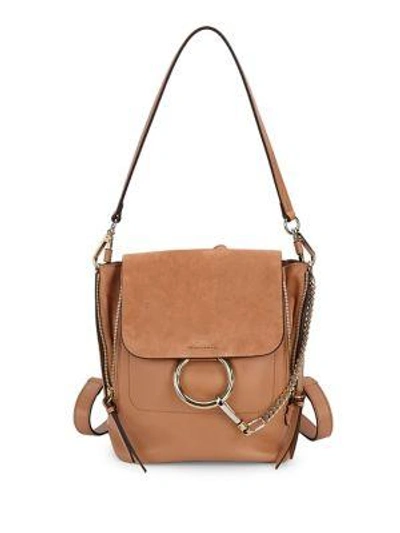 Shop Chloé Small Faye Leather & Suede Mini Backpack In Nougat