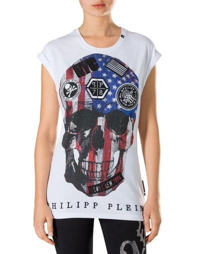 Shop Philipp Plein T-shirt Round Neck Ss "costa Blu"