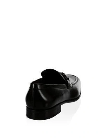 Shop Ferragamo Dinamo Leather Loafers In Black