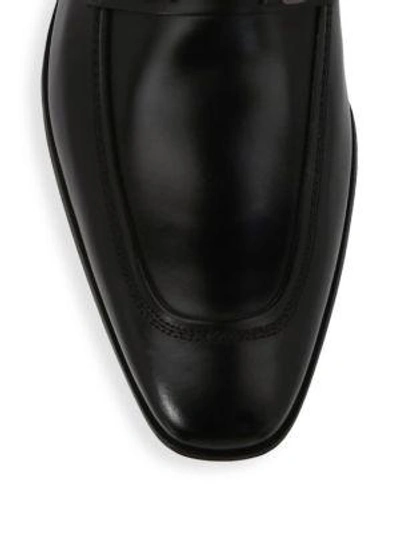 Shop Ferragamo Dinamo Leather Loafers In Black