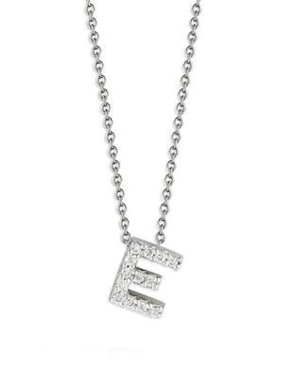 Shop Roberto Coin Tiny Treasures Diamond & 18k White Gold Love Letter Pendant Necklace In E