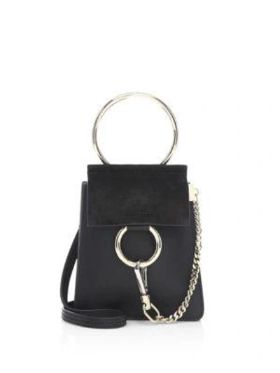 Shop Chloé Mini Faye Leather Bracelet Bag In Airy Grey