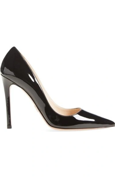 Shop Prada Pointy Toe Pump In Black Patent