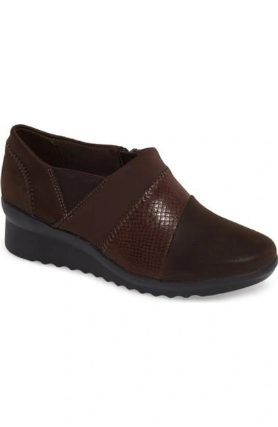 Shop Clarks Caddell Denali Ankle Loafer In Brown Fabric