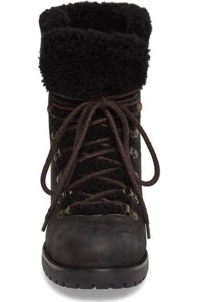 Shop Ugg Fraser Genuine Shearling Water Resistant Boot In Black Leather
