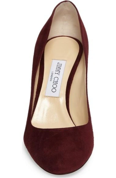 Shop Jimmy Choo Bridget Pump In Burgundy Suede