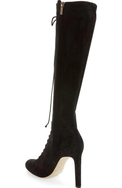 Shop Jimmy Choo Desiree Lace Up Knee High Boot In Black