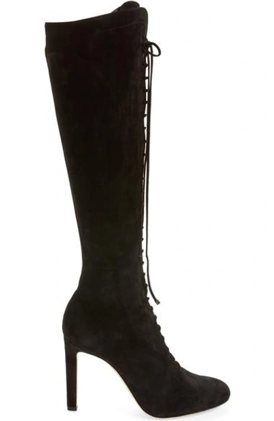 Shop Jimmy Choo Desiree Lace Up Knee High Boot In Black