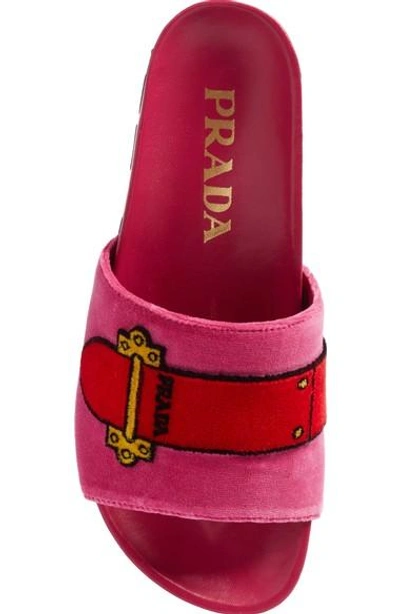 Shop Prada Logo Slide Sandal In Red