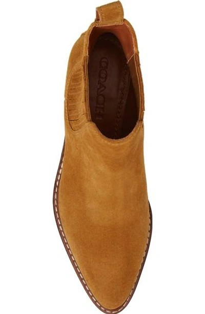 Shop Coach Bowery Chelsea Boot In Camel Suede