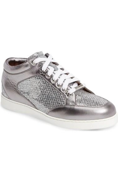 Shop Jimmy Choo Miami Glitter Sneaker In Silver