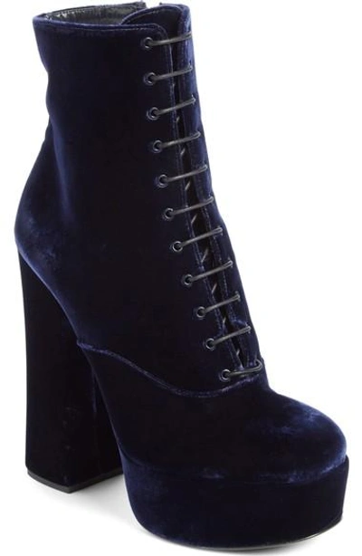 Shop Prada Lace-up Platform Boot In Dark Blue