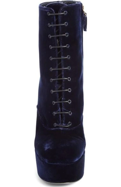 Shop Prada Lace-up Platform Boot In Dark Blue