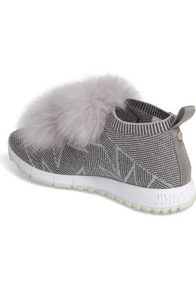 Shop Jimmy Choo Norway Genuine Fox Fur Trim Slip-on Sneaker In Grey
