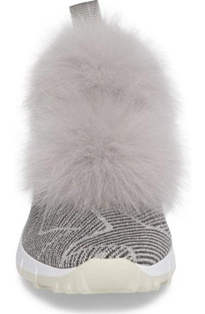 Shop Jimmy Choo Norway Genuine Fox Fur Trim Slip-on Sneaker In Grey
