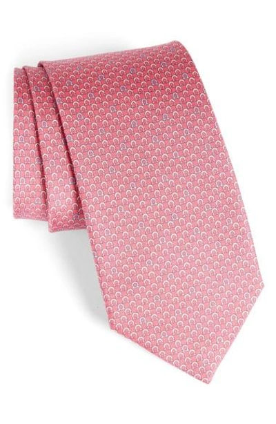 Shop Ferragamo Geometric Print Silk Tie In Pink