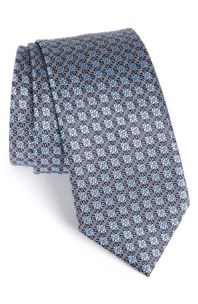 Shop Brioni Geometric Silk Tie In Blue