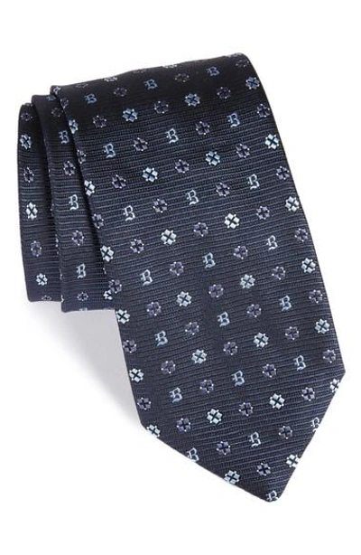 Shop Brioni Medallion Silk Tie In Navy