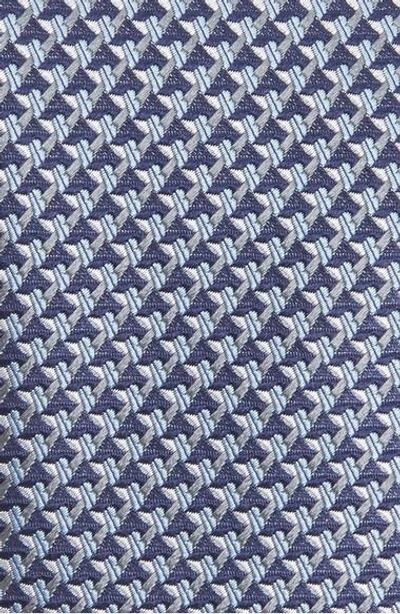 Shop Brioni Geometric Silk Tie In Blue/ Grey