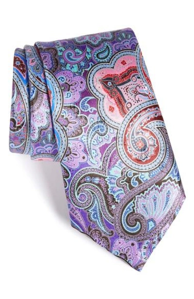 Shop Ermenegildo Zegna Quindici Paisley Silk Tie In Medium Purple Fan