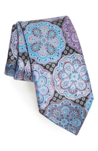Shop Ermenegildo Zegna Medallion Woven Silk Tie In Purple/ Grey