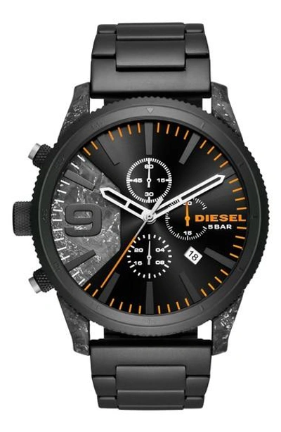 Shop Diesel Rasp Chronograph Bracelet Watch, 50mm X 59mm In Ip Black/ Carbon