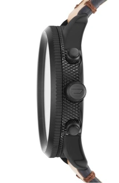 Shop Diesel Rasp Chronograph Leather Strap Watch, 50mm X 59mm In Ip Black