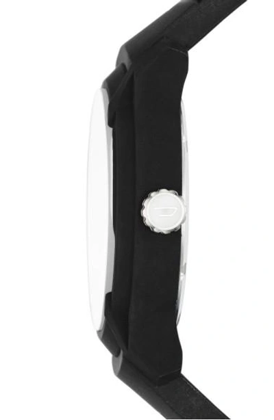 Shop Diesel Rasp Silicone Strap Watch, 45mm In Black/ Black