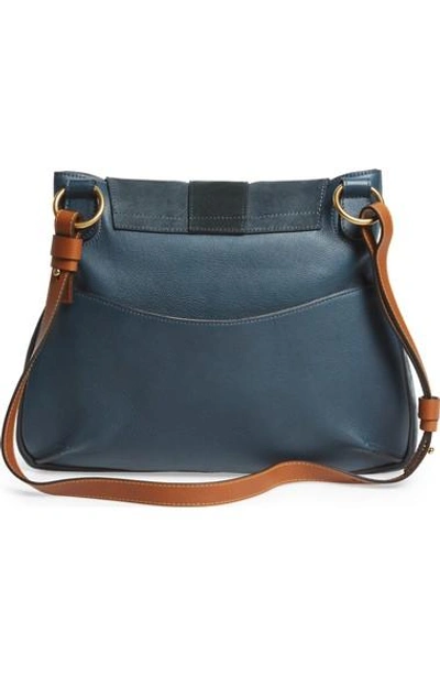 Shop Chloé Medium Lexa Leather Shoulder Bag In Silver Blue