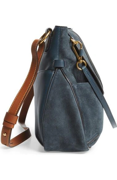 Shop Chloé Medium Lexa Leather Shoulder Bag In Silver Blue