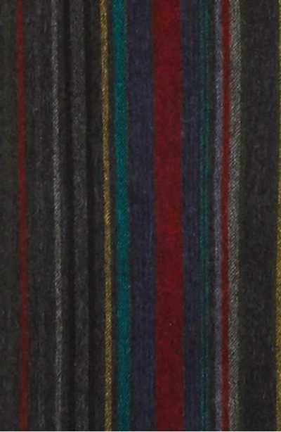 Shop Paul Smith Stripe Wool Scarf In Black