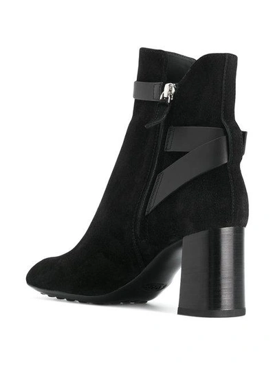Shop Tod's Buckle Strap Ankle Boots In Black