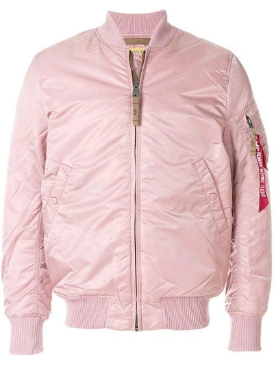 Shop Alpha Industries Fitted Bomber Jacket In 397 Silver Pink