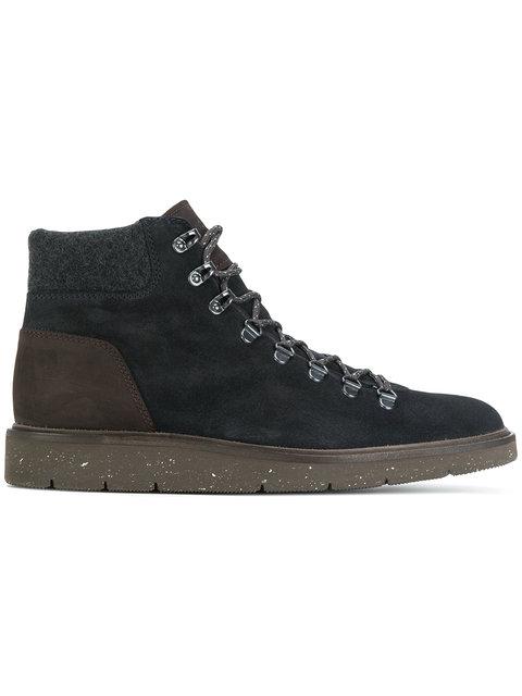 Hogan Hiking H334 Suede Boots With Trekking-inspired Metal Eyelets In Blue | ModeSens